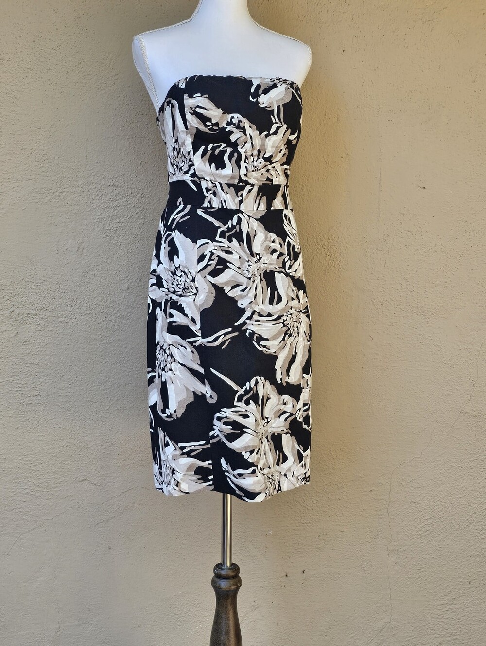 Banana Republic Linen Blend Lined Strapless Midi / Mini Dress Sz 2